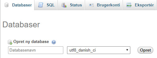 Opret database